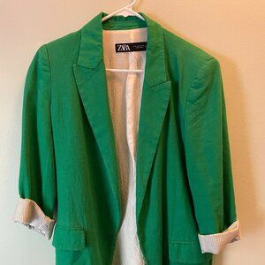 Zara green linen blazer